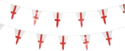 Smiffys - England Flag Triangle Bunting Feestdecoratie - Wit/Rood