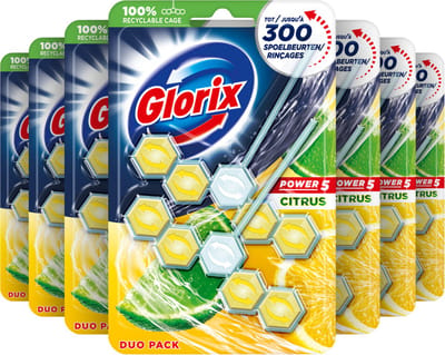 Glorix Power 5 WC Blokjes - Citroen - 7 x 2 stuks - Voordeelverpakking