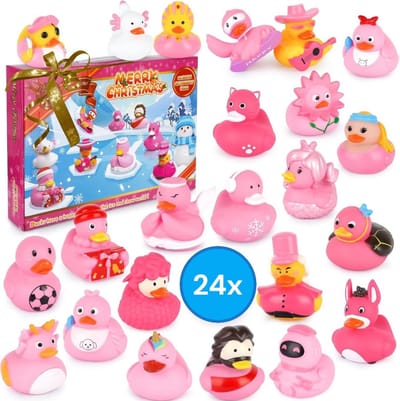 Ultiluxe® Adventskalender 2025 - Badeendjes voor in bad - Kerstcadeau - 24 vakjes met betoverende eendjes - 3+ jaar
