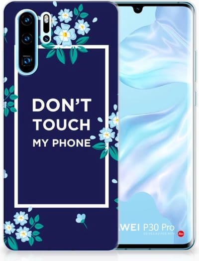Back Cover voor Huawei P30 Pro Silicone-hoesje Flowers Blue DTMP