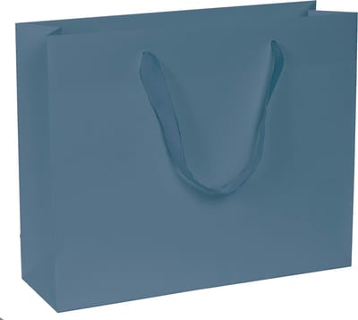 Papieren Tassen Blauw - 30+12x26 cm - A4+ liggend - Luxe lintjes - Grijsblauw - Luxe Cadeautasjes - 20 Stuks