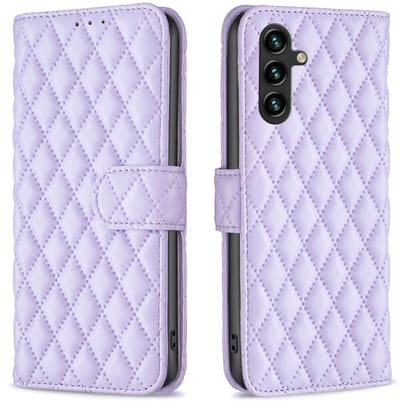 BINFEN Hoesje - Geschikt voor Samsung Galaxy A36 Hoesje - BINFEN Rhombus Book Case - Lavendel