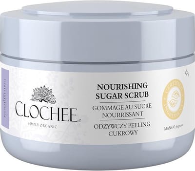 Clochee® Simply Organic - Mango Fragrance Sugar Scrub voedende Shea Buter & Raspberry Seeds - 100% natuurlijk - ECO - Vitamine A, E en F - verstevigend - kalmerend - 250ml