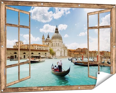 Gards Tuinposter Doorkijk Basiliek San Marco in Venetië op het Water - 120x80 cm - Tuindoek - Tuindecoratie - Wanddecoratie buiten - Tuinschilderij