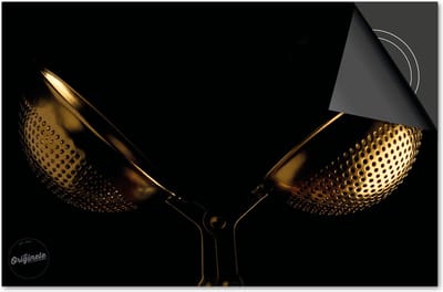 Inductie beschermer 60x60 - afdekplaat inductie mat - Dietrix Kookplaat beschermer - Exclusief - Black en Gold - Thee zeef schep