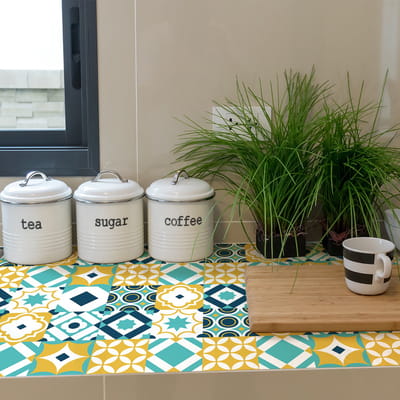Muurstickers - Zelfklevende tegelmuurstickers voor keuken en badkamer - 24 NUNEZ meubeltegelstickers - 24 stickers 10x10cm