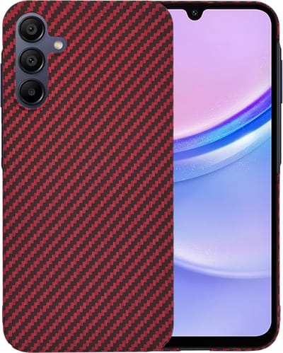 Hoesje geschikt voor Samsung Galaxy A15 4G/5G - Techsuit Carbonite FiberShell Carbon Back Cover - Rood