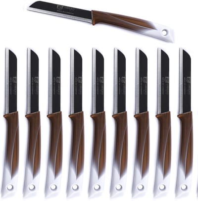 Solingen Kartelmes – Tomatenmes met Kartel – RVS – 19 cm met Blade Cover – Bi-Color Goud met Wit – 10 stuks