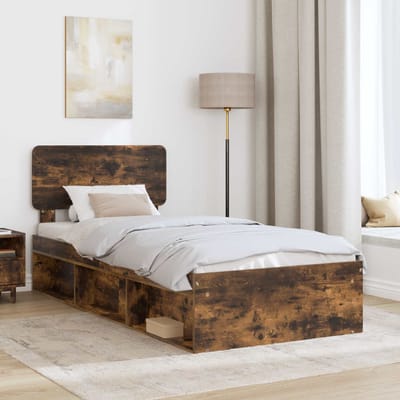 vidaXL - Bedframe - Rook - Eiken - 90 - x - 200 - cm - Massief - grenenhout