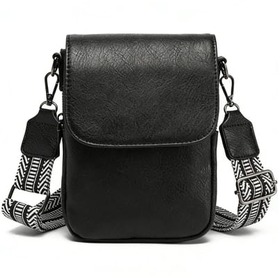 GELLDG Telefoontasje - Crossbody telefoontasje - met RFID-diefstalbeveiliging - Ruime schoudertas voor dames - Gemaakt van veganistisch leer - Met portemonneefunctie - Brede schouderband - Zwart
