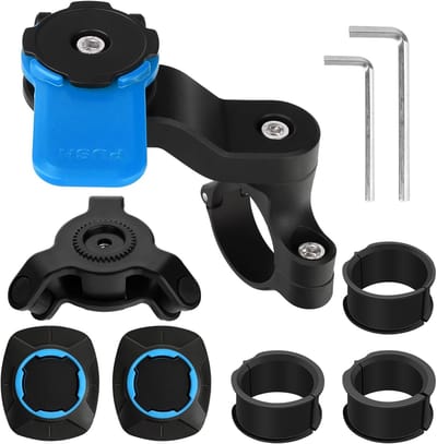 Motor & Fiets Telefoonhouder met Trillingsdemper - Schokbestendig - Geschikt voor Smartphone, Scooter, Quad - 360° Draaibaar - Universeel voor iPhone & Samsung - Twist & Lock Systeem - Blauw