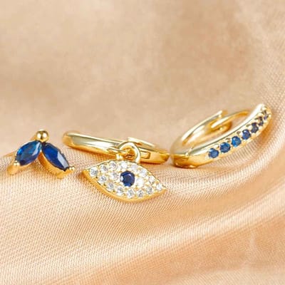 Oorbellen set - Oorhangertjes - Knopje - Piercing - Boze oog - Blaadje