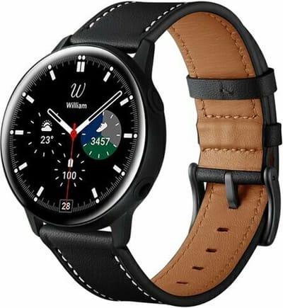 By Qubix - 20mm - lederen bandje - Zwart - Geschikt voor Huawei watch GT 2 (42mm) - Huawei watch GT 3 (42mm) - Huawei watch GT 3 Pro (43mm)
