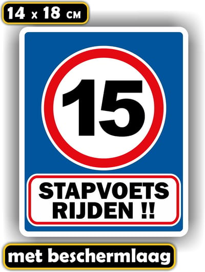 Jerma - Stapvoets max. 15 km - Sticker - 14 x 18 cm - Zelfklevend - Weerbestendig - Vinyl - Krasvrij