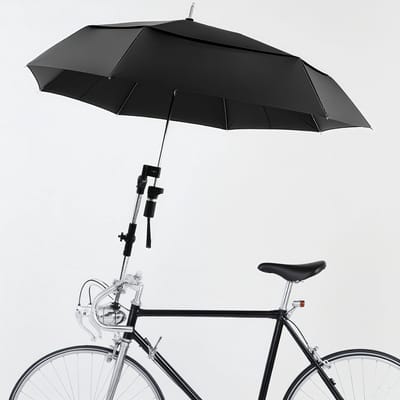Fietsparaplu - Opvouwbare offsetparaplu - Dubbele paraplu - Geschikt voor zonnige of regenachtige dagen - Met parapluhouder - Geschikt voor fietsen, rolstoelen en kinderwagens - Dubbellaags, intrekbaar, zonnescherm en winddicht - Zwart