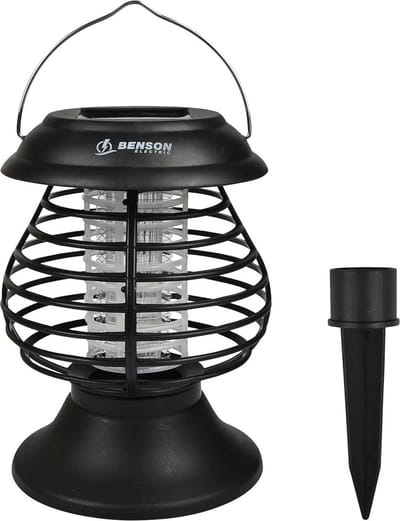 Benson Draagbare muggenlamp op zonne-energie - blauw UV-licht - binnen en buiten - 14x14x19.5 cm