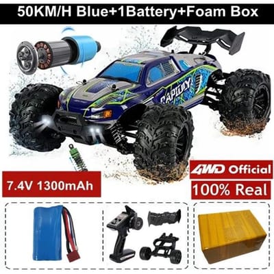 Nouvelle voiture RC 4WD de course hors route à grande vitesse 50 KM/H ou 80 KM/H Radio haute vitesse sans balais super 4x4 hors route véhicule de camion RC de course à dérive super rapide 50KM/H bleu