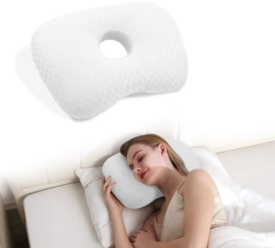 Piercing Kussen - Orthopedisch Oorkussen met Gat - Comfortabel slaapkussen - Zijslaap Kussen Volwassenen - Ringkussen voor Oorpijn - Donut kussen - Wit