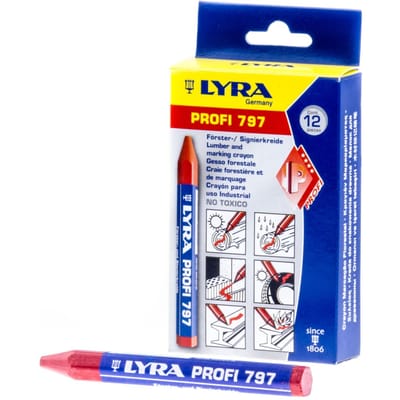 Bosbouw- en signeerkrijt rood 120x12mm Lyra