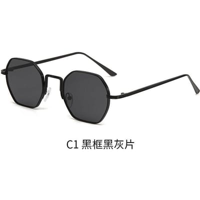 Lunettes de soleil rétro avec monture en métal Tendance Unisexe Lunettes de soleil pour photo de rue pour hommes et femmes black