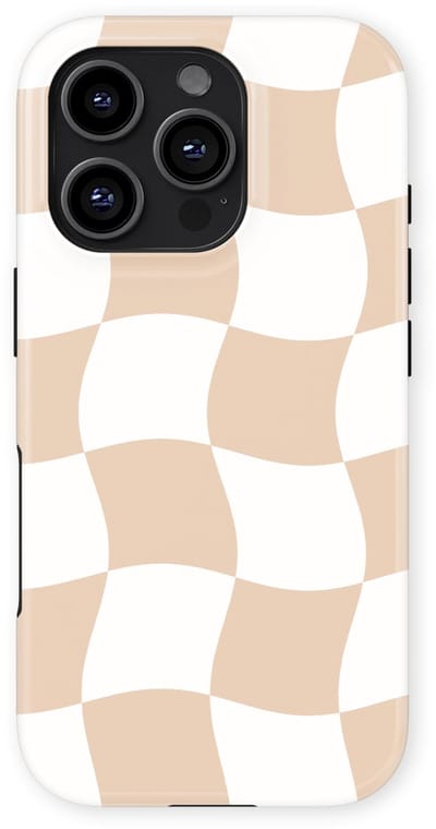 Checkered Warp Hoesje geschikt voor iPhone 16 Pro | Geschikt Voor Mag | Uniek Design Hoesje | Beschermhoes geschikt voor iPhone 16 Pro Linen Grid