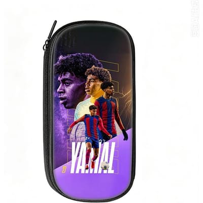 Voetbalster Pennenbak L-Lamin Yamal Patroon Leer Potlooddoos Beste Cadeau Make-up Tas Student Reis Voetbal Sport Potloodzakje