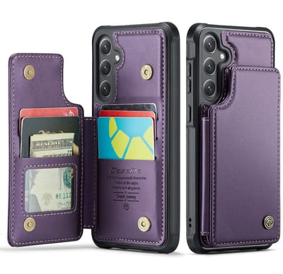 CaseMe Hoesje - Geschikt voor Samsung Galaxy S25 FE Hoesje - CaseMe C22 Back Cover met Pasjeshouder - Paars