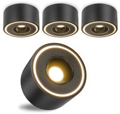 4 stuks LED opbouwspots zwart - extra plat - Ø97x55mm - 8W 1680lm - 3000K warm wit - ronde plafondspots