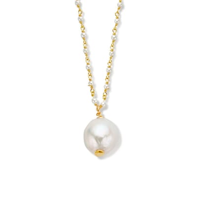 zilver verguld (geel) collier parels 45 + 5 cm 1 micron 2102903