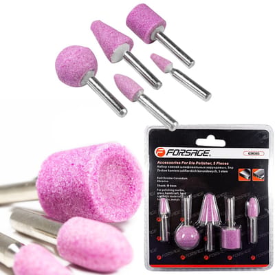 Forsage - Slijpstenen Set - 5 Stuks - 3 Kegels - 1 Cilinder - 1 Bol
