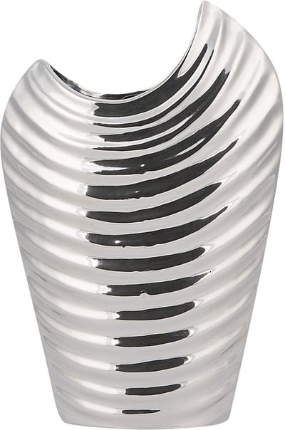 ECETRA - Decoratieve vaas - Zilver - Keramiek