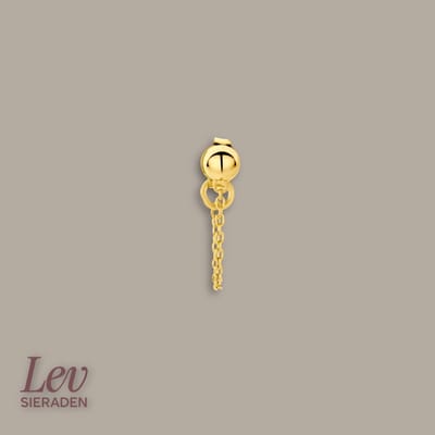 Lev Sieraden - Oorknop half-bol en anker ketting - Verguld 925 Zilveren 1 micron - Oorbel - Goud kleurig
