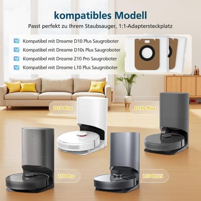 Dailygoods- Stofzakken 10 Stuks - Compatibel met Dreame D10 Plus/D10s/Z10 Pro/L10 - Vierlaagse Filter - Reserveonderdelen - 99,97% Stoffilter - Stofzuigerzak
