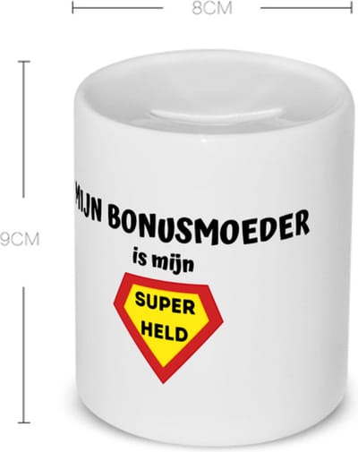 Akyol - mijn bonusmoeder is mijn superheld Spaarpot - Mama - super bonusmoeder - moeder cadeautjes - moederdag - verjaardag - geschenk - kado - 350 ML inhoud