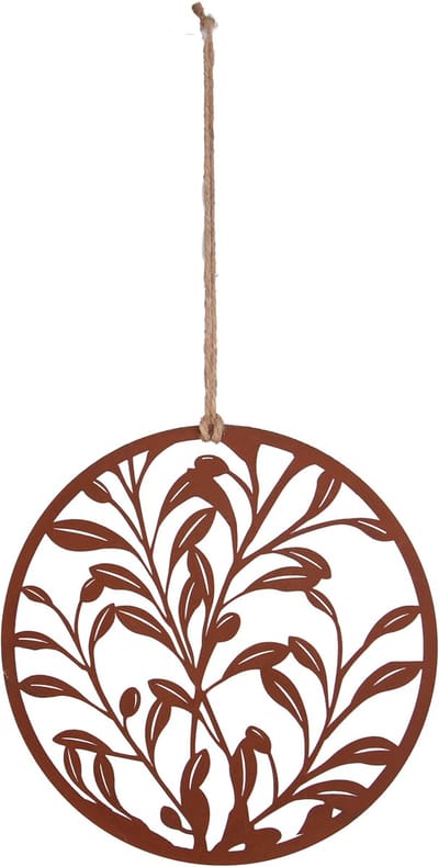 UNUS® Hangers olijfbladeren ornament metaal 25cm roestdesign decoratie voor ramen of muren
