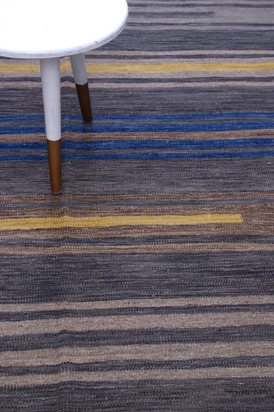 Blauw Tapijt Laagpolig Handgeweven Wollen Vloerkleed - Koho Afghan Modern Kelim 303x203 - 303x203cm- Modern - Woonkamer - Salon - Slaapkamer - Eetkamer