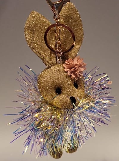Sleutelhanger Konijn met Glitters - 15 cm - Goud. Voor uzelf of als cadeau