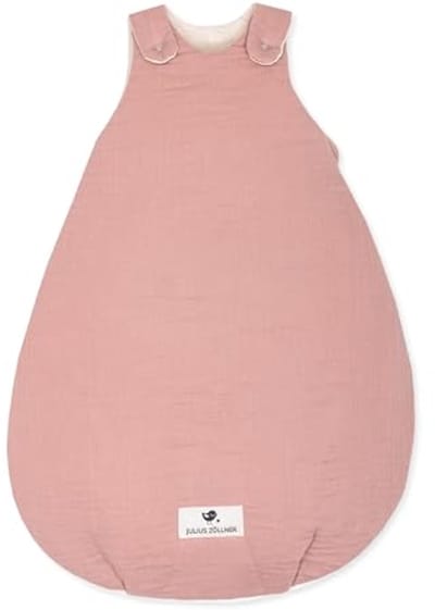 Babyslaapzak mousseline met warme vulling 2,5 TOG, wasbaar op 40 °C, Oeko-Tex Standard 100, Dusty Rose, maat 50/56