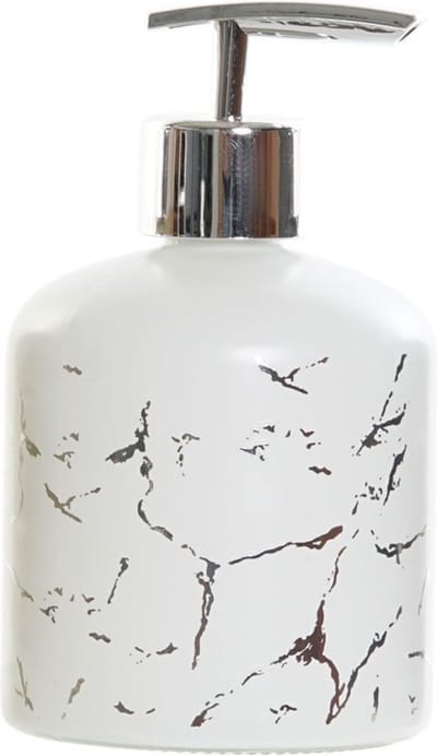 Items Zeeppompje/dispenser - glas - wit - 350 ml - navulbaar - 14 cm - badkamer/keuken/toilet