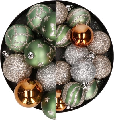 Atmosphera Kerstballen - 27x st - champagne/oker/lichtgroen - 4 en 5 cm - kunststof