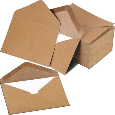 100x Kraftpapier Enveloppen C6 (162 x 114 mm) - Zonder Venster voor Kaarten en Brieven