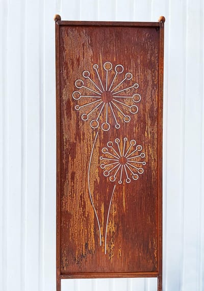Tuin Scherm - Bloemenmotief Paravent - Tuin Decoratie - Roest Metaal - 162x53cm - Patina