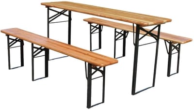 Deliqa opvouwbare bier tafel - picknick set - festival tafel met 2 banken - 177 cm - weerbestendig - ruimtebesparend - ideaal voor feesten/verjaardagen/festival