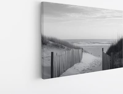 Saammp Canvas Schilderij - Strand Pad - Zwart-Wit - Zee - Duinen - 30x20 - Foto op canvas - Wanddecoratie - muurdecoratie Woonkamer - Slaapkamer decoratie - Canvas Print
