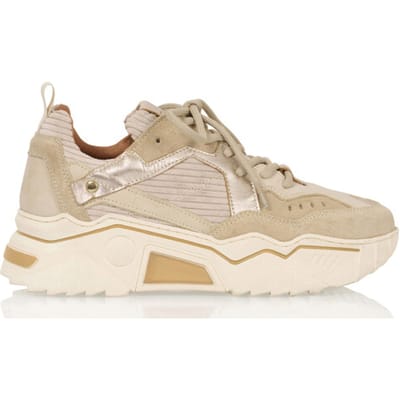 DWRS® Dames Sneakers - Beige - 80% Leer - Maat 37