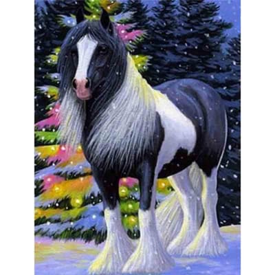 Diamant broderie animal point de croix bricolage diamant peinture cheval série décoration de la maison 20X30CM gray