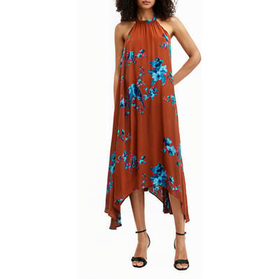 AllSaints Mysti Iona Dress Rust Red Maat: 10 | Midi Jurken Outlet | Dames | Rood
