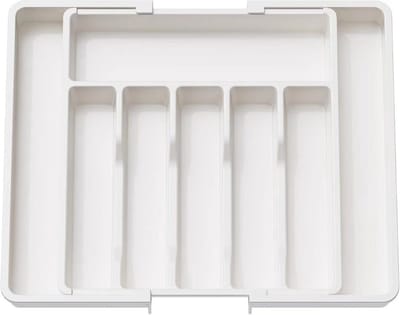 Ceruzo Verstelbare Bestekbak - Uitschuifbaar van 6 tot 8 Vaks - 33-57 x 38 x 5.5 cm - Organiser -Wit