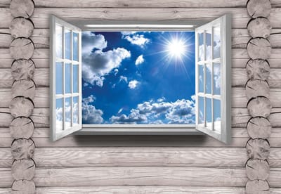 Fotobehang View Cottage Sky Clouds Sun Nature | XL - 208cm x 146cm | 130g/m2 Vlies
