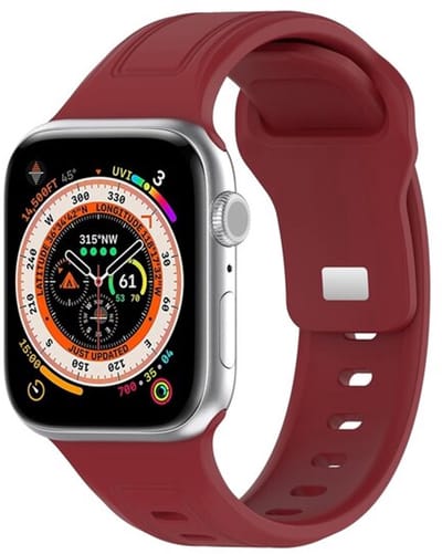 By Qubix - Geschikt voor Apple Watch bandje - Square siliconen band - Bordeaux - Geschikt voor Apple Watch 38mm / 40mm / 41mm / 42mm